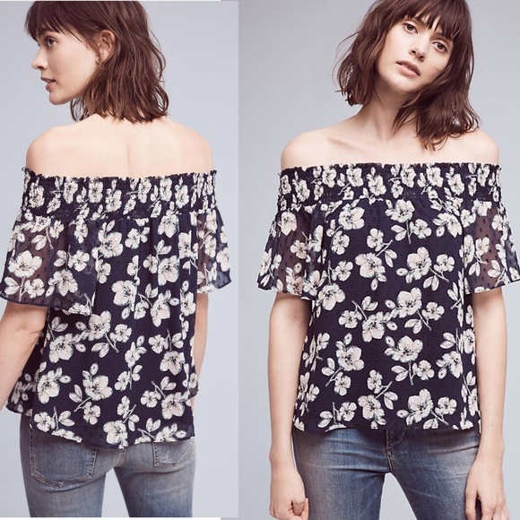 Anthropologie Tops - Brio Off-The-Shoulder Top, Blue